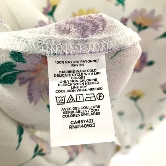 LOFT Floral Tie Back Keyhole Shell Whisper White Tank XS - Picture 10 of 11